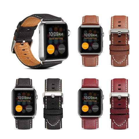 Cinturino in pelle per orologio da auto di lusso Denior Environmental per Apple Watch Serie 8 e 7 41 mm / SE 2 e 6 e SE e 5 e 4 40 mm / 3 e 2 e 1 38 mm