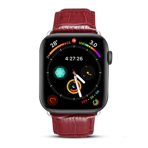 Ceinture en cuir de crocodile pour montre en peau de vache pour Apple Watch séries 8 et 7 41 mm / SE 2 et 6 et SE 5 et 4 40 mm / 3 et 2 et 1 38 mm