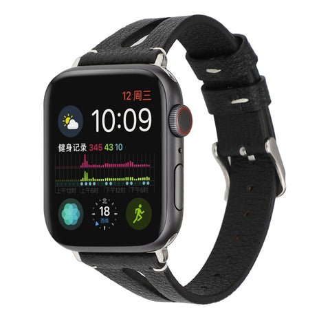 Cinturino in pelle semplice a forma di V per Apple Watch serie 7 41 mm / 6 e SE e 5 e 4 40 mm / 3 e 2 e 1 38 mm