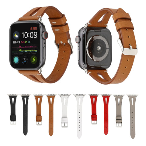 Cinturino in pelle semplice a forma di V per Apple Watch serie 7 41 mm / 6 e SE e 5 e 4 40 mm / 3 e 2 e 1 38 mm