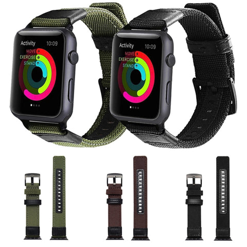 Cinturino per orologio da polso in nylon stile Jeep con fibbia in acciaio inossidabile per Apple Watch serie 3, 2 e 1 42 mm, 42mm