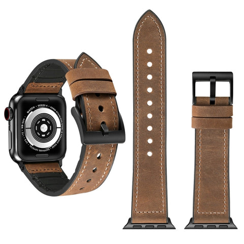 TPU con texture Crazy Horse e cinturino in acciaio inossidabile per Apple Watch serie 7 41 mm / 6 e SE e 5 e 4 40 mm / 3 e 2 e 1 38 mm, 40mm
