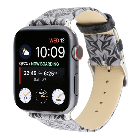 Ceinture pour montre en cuir véritable avec dos gravé pour Apple Watch Ultra 49 mm / Série 8 et 7 45 mm / SE 2 et 6 et SE 5 et 4 44 mm / 3 et 2 et 1 42 mm, 44 mm