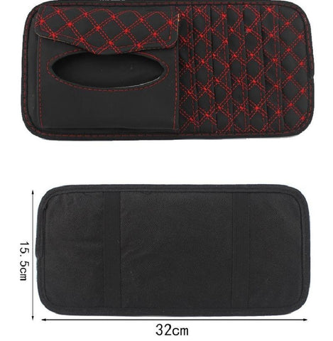 Porta CD per parasole per auto, White grid lines, Red grid lines