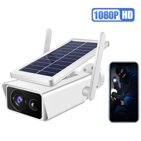Caméra de sécurité WiFi T13-2 1080P HD à énergie solaire de 2,4 GHz avec batterie, prise en charge du mouvement, vision nocturne, audio bidirectionnel, fiche TF, T13-2 avec batterie