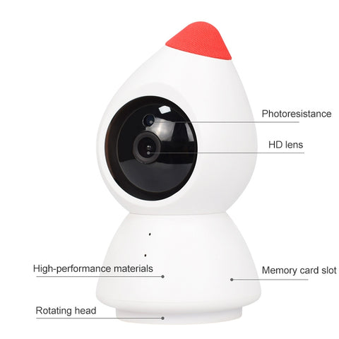 YT43 Caméra interne sans fil HD de 2 millions de pixels pour la maison de Cappuccetto Rosso, prise en charge du flux de mouvement, vision nocturne à infrarouge et fiche micro SD, YT43
