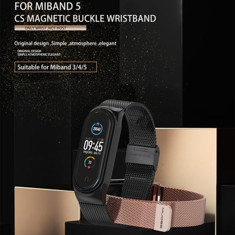 Mijobs Milan CS Custodia per cinturino in metallo con fibbia senza viti per Xiaomi Mi Band 3 e 4 e 5 e 6, host non incluso
