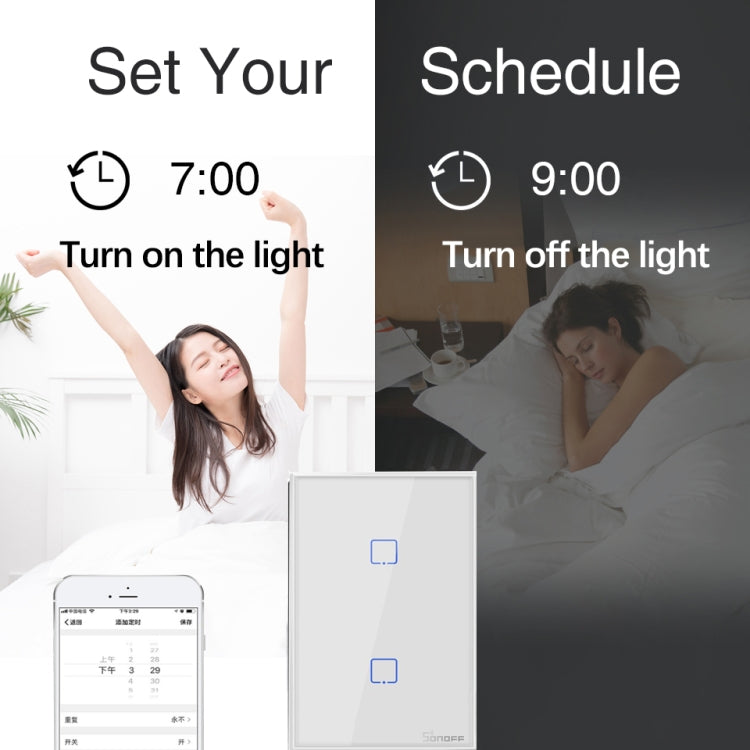 Sonoff T2 Touch 120mm Tempered Glass Panel Wall Switch Smart Home Light Touch Switch, Compatible with Alexa and Google Home, AC 100V-240V, US Plug      ...