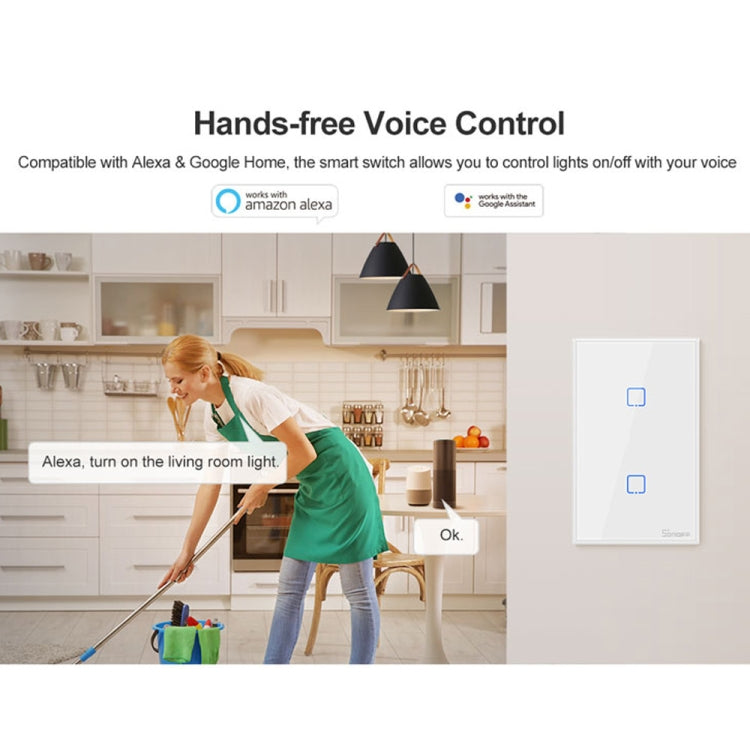 Sonoff T2 Touch 120mm Tempered Glass Panel Wall Switch Smart Home Light Touch Switch, Compatible with Alexa and Google Home, AC 100V-240V, US Plug      ...
