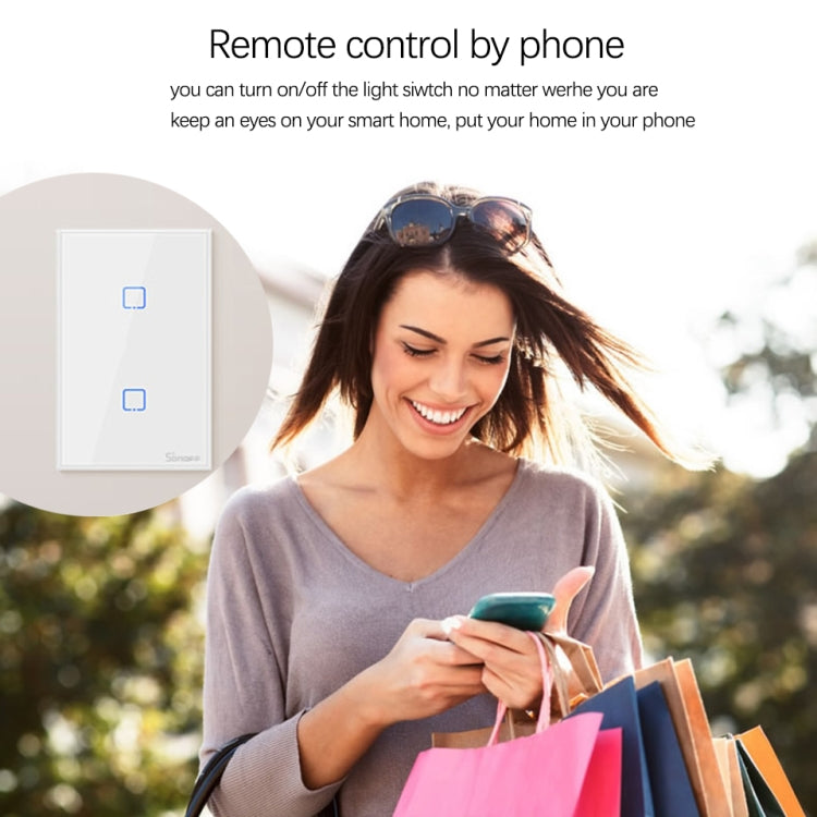 Sonoff T2 Touch 120mm Tempered Glass Panel Wall Switch Smart Home Light Touch Switch, Compatible with Alexa and Google Home, AC 100V-240V, US Plug      ...