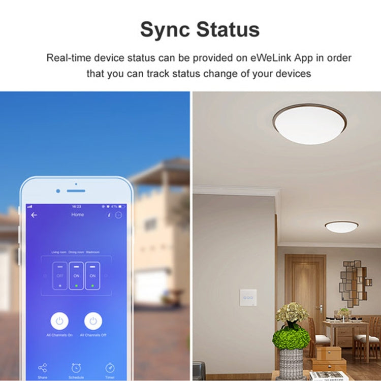 Sonoff T2 Touch 86mm Tempered Glass Panel Wall Switch Smart Home Light Touch Switch, Compatible with Alexa and Google Home, AC 100V-240V, EU Plug       ...