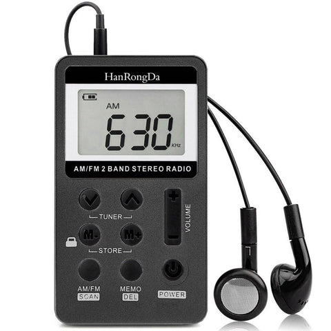 Radio Portatile FM/AM a Due Bande con Cordino e Auricolare - Modello