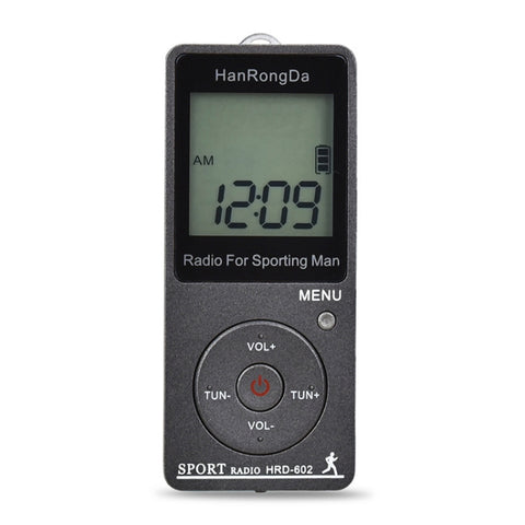 Mini radio sportiva FM AM HRD-602 con display digitale e contapassi