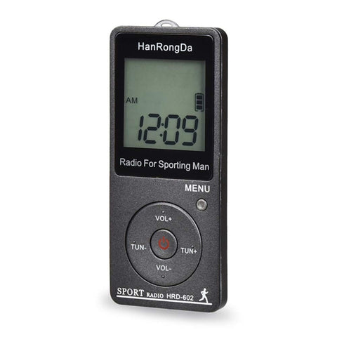 Mini radio sportiva FM AM HRD-602 con display digitale e contapassi