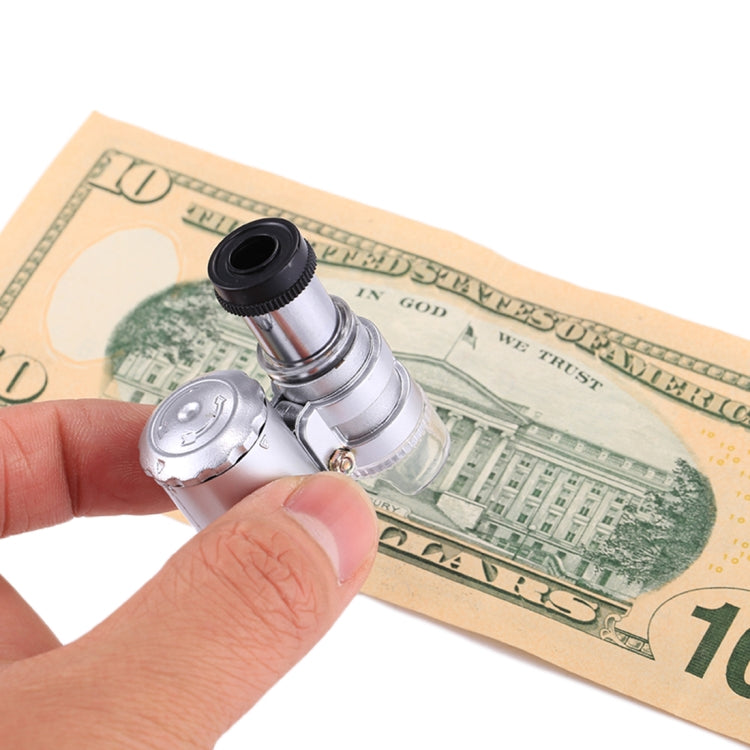 Portable 60X Jewelry Microscope with LED Light & Currency