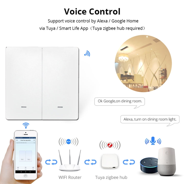 2 Buttons Intelligent Switch Smart Wall Switch, 2 Buttons