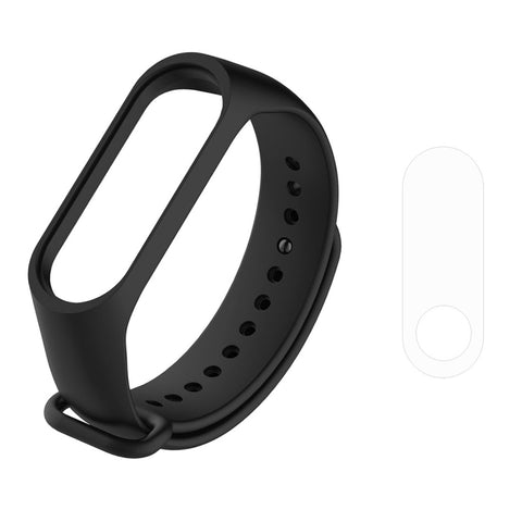 Cinturino per orologio in silicone 2 in 1 con pellicola per schermo in TPU per Xiaomi Mi Band 3