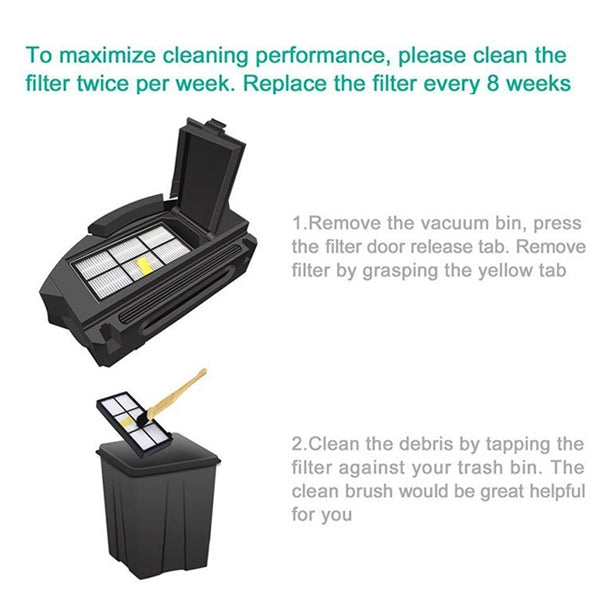 HEPA Filters and Brush Kit for iRobot Roomba 8/9 Accessories