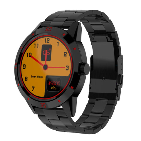 Smart Watch N6 Schermo TFT da 1,3 pollici MTK2502C Bluetooth4.0, cinturino in acciaio inossidabile, supporto cardiofrequenzimetro e contapassi, monitor del sonno e promemoria sedentario, Stainless Steel Watch Strap/Black