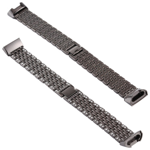 Per Fitbit Charge 3 cinturino in acciaio inossidabile tempestato di diamanti