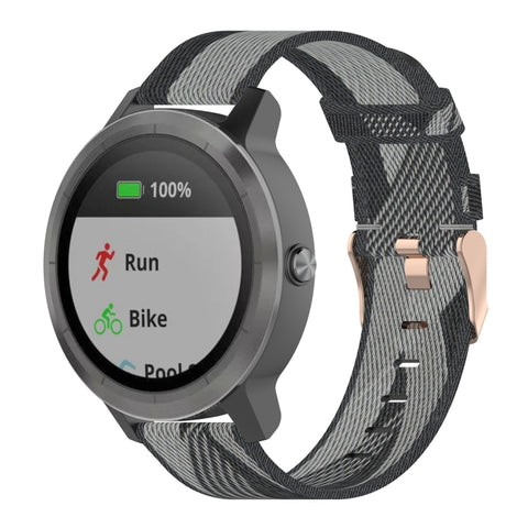 Cinturino per orologio con cinturino da polso in nylon con trama a strisce da 20 mm per Garmin Venu, Vivomove 3, Vivoactive 3, Forerunner 245/645