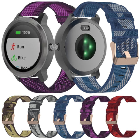Cinturino per orologio con cinturino da polso in nylon con trama a strisce da 20 mm per Garmin Venu, Vivomove 3, Vivoactive 3, Forerunner 245/645