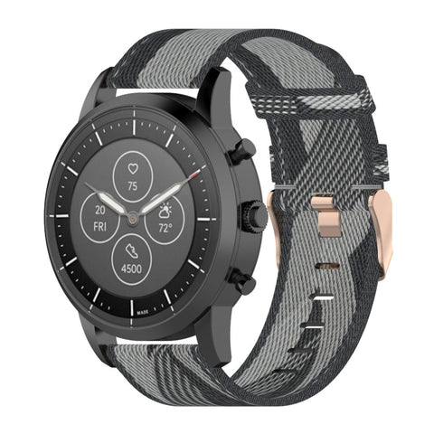 Cinturino in Nylon a Righe da 22 mm per Fossil Hybrid Smartwatch HR e