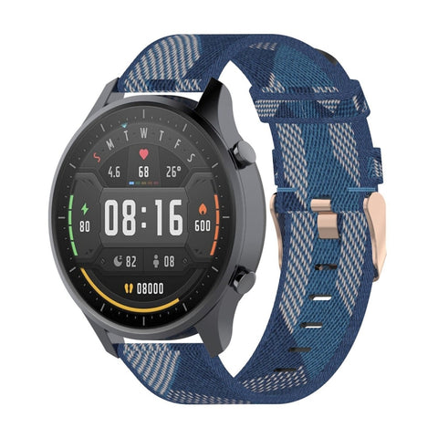 Cinturino per orologio con cinturino da polso in nylon con trama a righe da 22 mm per Xiaomi Mi Watch Color, Garmin Vivoactive 4