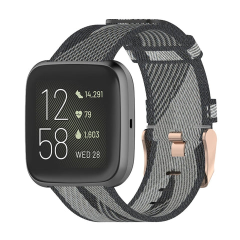 Cinturino per orologio con cinturino da polso in nylon con trama a righe da 23 mm per Fitbit Versa 2, Fitbit Versa, Fitbit Versa Lite, Fitbit Blaze