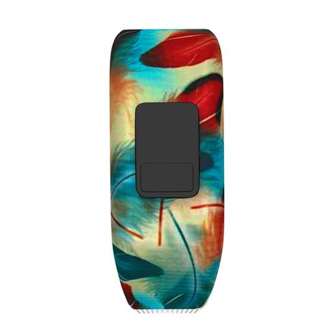 Cinturino sportivo in silicone con motivo piume colorate per Garmin Vivofit JR, misura: piccolo