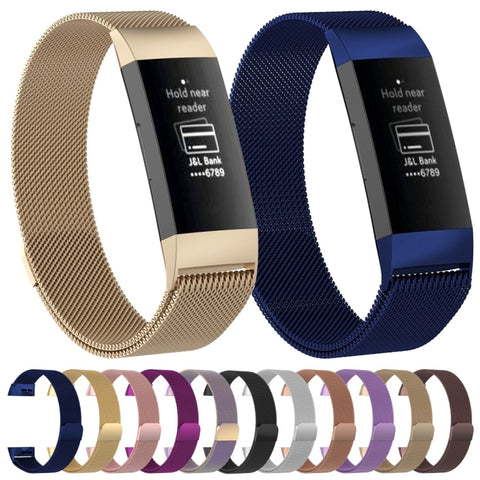 Cinturino per orologio con magnete in acciaio inossidabile per FITBIT Charge 3, dimensioni: grande, 217x18 mm