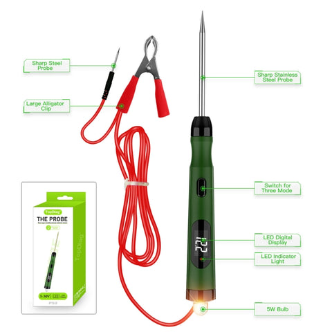 Instrument de mise en tension de la tension de voiture positive avec affichage numérique pour auto TopDiag P50 avec lumière, TopDiag P50
