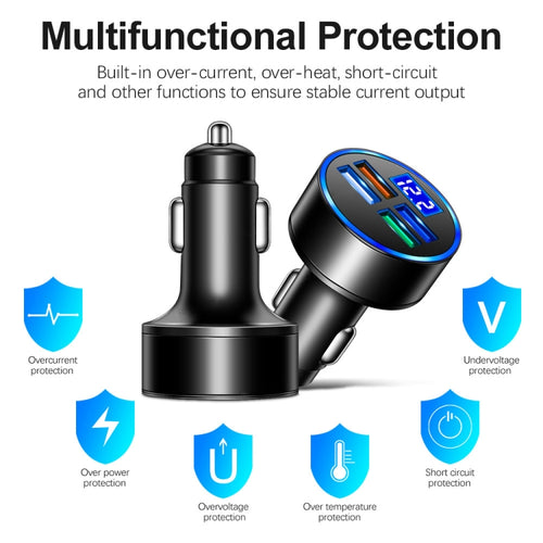 4 in 1 Digital Display Car Charger with Voltmeter 3.1A