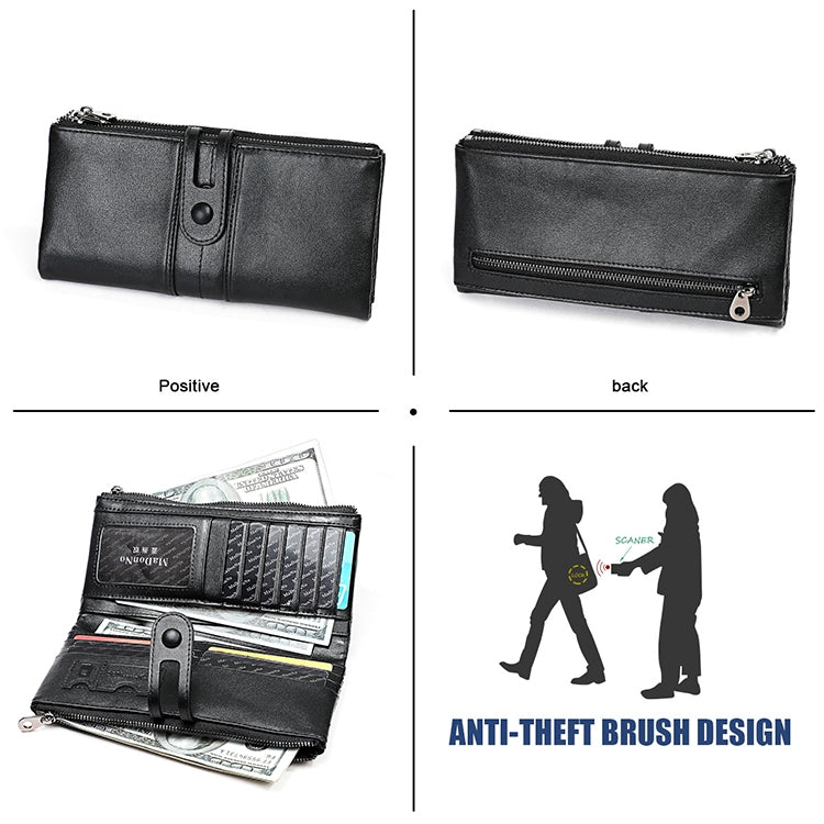 Portafoglio RFID antimagnetico pieghevole lungo in pelle di vacchetta 3520 da donna, con scomparti per carte, 3520 Black, 3520 Coffee, 3520 Blue, 3520 Red, 3520 Yellowish-brown