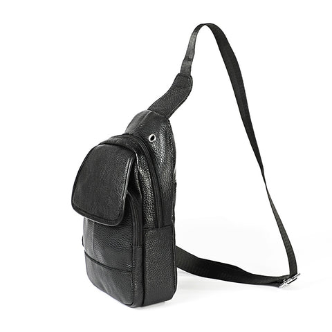 6023 Borsa a tracolla monospalla casual en peau bovina pieno fiore con texture morbida al litchi per uomo, Noir, Café, Rouge, Marron