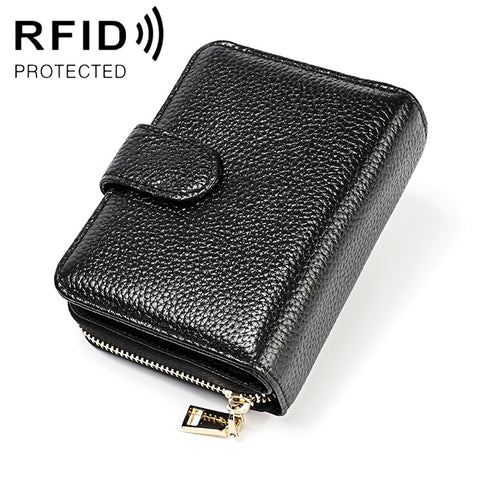 KB192 Pochette avec fibre et cernier en peau de vache en forme d'organo avec compartiments multiples pour carte RFID antimagnétique pochette pour porte-monnaie pour homme, KB192 Noir, KB192 Café