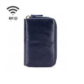 TP-8290 RFID Oil Wax Leather Zipper Change Purse Organ Card Holder