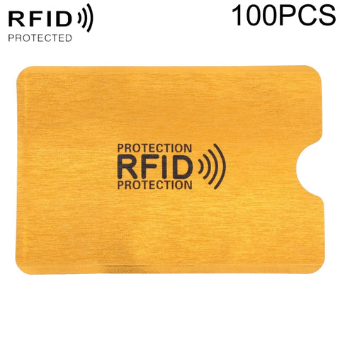 Protezione per carte con custodia antifurto RFID in foglio di alluminio da 100 pezzi, dimensioni: 9,1 * 6,3 cm, RFID 100pcs (Gold), RFID 100pcs (Silver)