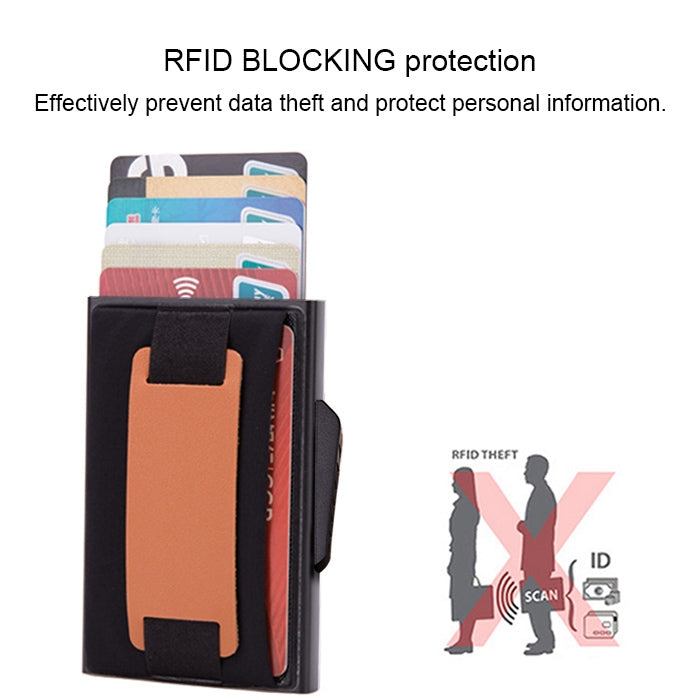 Anti-Theft RFID Wallet with Elastic Design and Leather Strap
