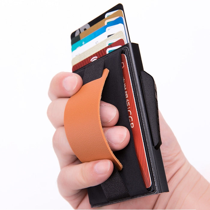 Anti-Theft RFID Wallet with Elastic Design and Leather Strap