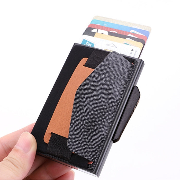 Anti-Theft RFID Wallet with Elastic Design and Leather Strap