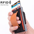 Anti-Theft RFID Wallet with Elastic Design and Leather Strap