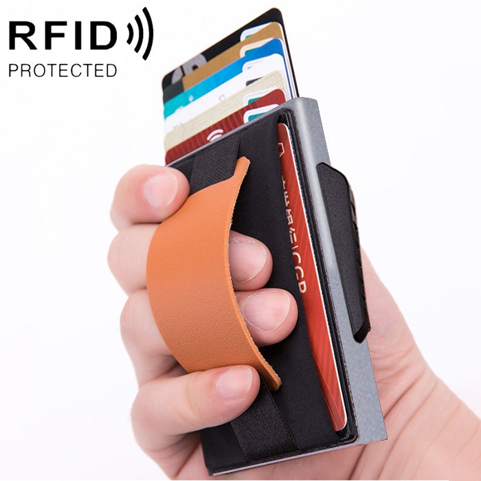 Anti-Theft RFID Wallet with Elastic Design and Leather Strap
