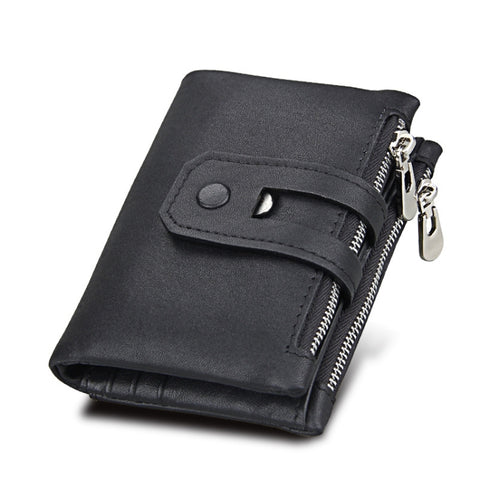 Cuir de vachette Crazy Horse Texture Cerniera Porte-carte de crédit 3 pièces Porte-carte Porte-carte avec bloc RFID Garde-robe de protection pour homme, Dimensions: 12 * 9,5 * 3,5 cm