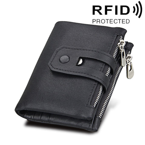 Cuir de vachette Crazy Horse Texture Cerniera Porte-carte de crédit 3 pièces Porte-carte Porte-carte avec bloc RFID Garde-robe de protection pour homme, Dimensions: 12 * 9,5 * 3,5 cm