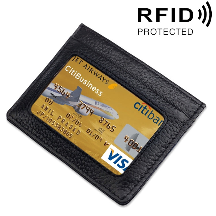 RFID Blocking Cowhide Leather Card Holder - Stylish