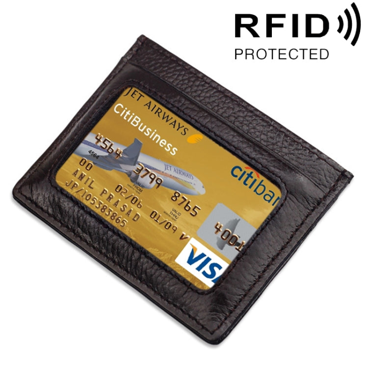 RFID Blocking Cowhide Leather Card Holder - Stylish