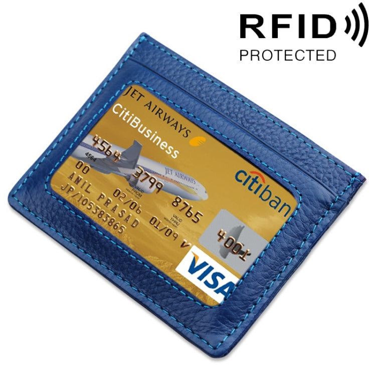 RFID Blocking Cowhide Leather Card Holder - Stylish