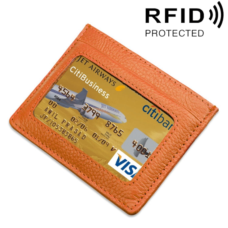 RFID Blocking Cowhide Leather Card Holder - Stylish