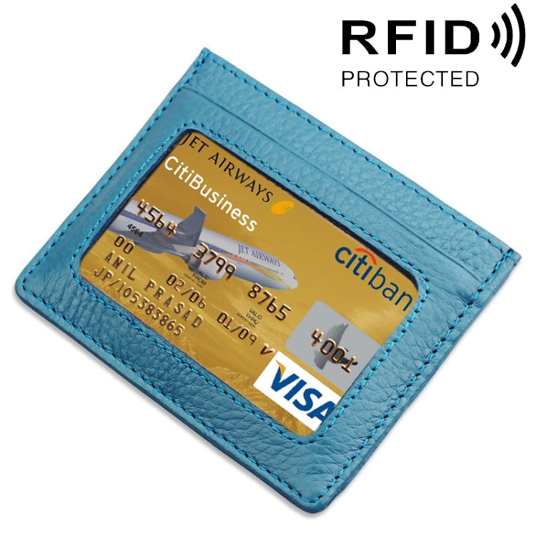 RFID Blocking Cowhide Leather Card Holder - Stylish